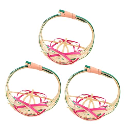 CIYODO 3pcs Bamboo Sushi Serving Plate Sashimi Woven Basket Decorative Sushi Basket Japanese Restaurant Sushi Plate Fruit Basket for Kitchen Counter