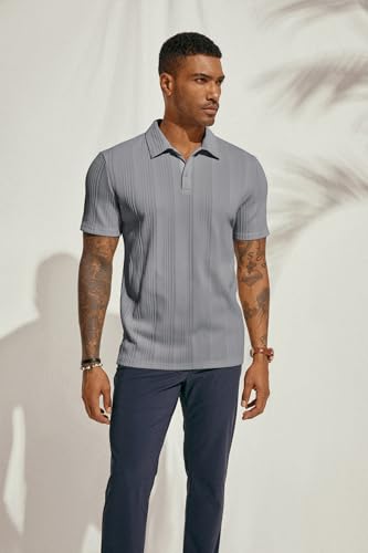 Image of PJ PAUL JONES Mens Polo Shirts Short Sleeve Textured Knit Polos