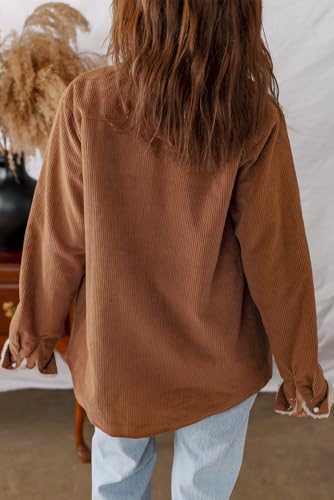IDEALSANXUN Womens Corduroy Fleece Lined Jackets Fall Winter Coats Button Down Shackets3