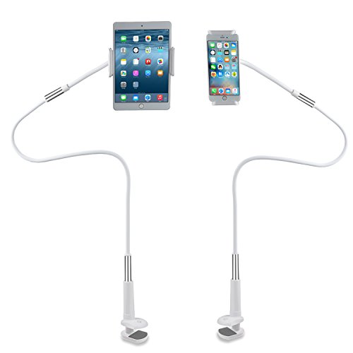 Flexible Mount Holder LINGCHEN Universal Adjustable Cell Phone Holder Tablet Bracket Flexible Long Arms Clip Clamp Mount Phone Stand for iPhone X iPhone 8 7 Plus iPad (120CM White)