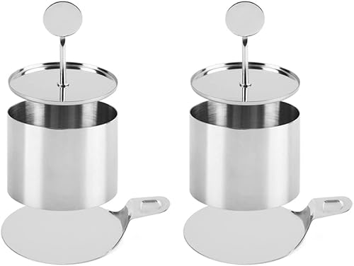 2 juegos de moldes redondos de acero inoxidable con empujador y placa de transferencia, molde de anillo de mousse sin costuras, moldes de mousse