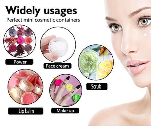 10 Pieces Small Travel Containers, 3/5/10/15/20 Gram Size Travel Jars, Cosmetic Travel Size Containers For Lotions And Creams, Plastic Sample Containers Jars With 12Pcs Labels, 2Pcs Mini Spatula #TOP4
