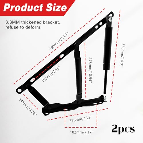 2 Stück Pneumatische Bett Hebemechanismus 100KG Gasdruckfeder für schwere Bettkästen, Scharniere Klapp Lift Up Feder Scharniere,Sofa Faltbares Scharnier