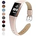 KIMILAR Correa Compatible con Fitbit Charge 4 / Charge 3 Cuero, Correa de Recambio Suave Dos Tonos Reemplazo de Banda de la Muñeca Pulseras para Charge 4/Charge 3/Special Edition -Blanco, L