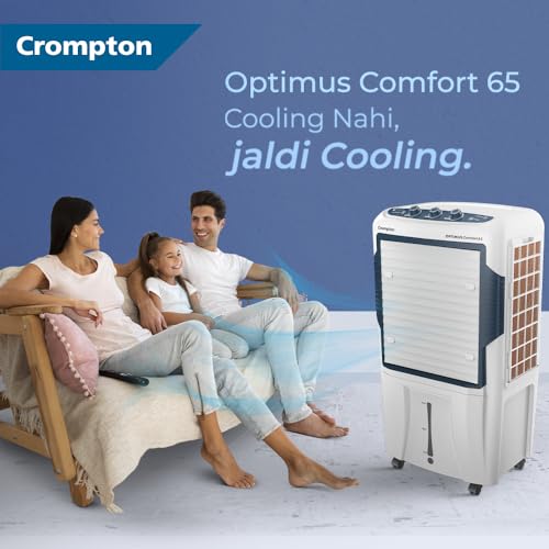 Image of Crompton Optimus Comfort 65 Litres Desert Air Cooler for home | Low Noise Operation | Large & Easy Clean Ice Chamber | High Density Honeycomb Pads | Everlast Pump | Humidity Control