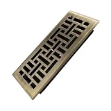 Howeall 4x10 Inches Heavy Duty Walkable Floor Register Easy Adjust Air Supply Lever Floor Vents - Seattle Design - Vent Cover for Home Floor - Antique Brass