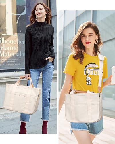 Bolsa Tote de Lona con Múltiples Bolsillos para Mujer miniatura 3