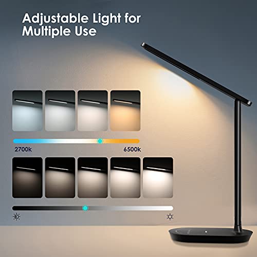 LASTAR LED Desk Lamp, Dimmable Eye-Protecting Table Lamps with Night Light, USB Charging Port, 4 Color Temperature Modes, 5 Brightness Levels, 1H Timer, Touch Control for Home Office Bedroom - Image 4