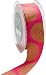 May Arts 1-1/2-Inch Wide Ribbon, Fuchsia Grosgrain with Parrot Green Circles