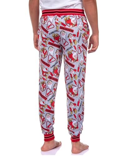 Disney Men's Snow White Allover Grumpy Warning Design Adult Lounge Sleep Pajama Pants4