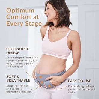Mamaway Pregnancy Belly Band, Ergonomic Maternity Belt, Adjustable Prenatal Cradle Band, Skin-friendly & Breathable Belly Sling, Back Pain Relief & Waist/Abdomen/Pelvic Support