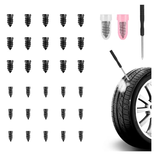 Image of 30PCS Tire Plug Kit,Self-Service Flat Tire Repair Kit Including Screwdriver,Upgraded Thickened Adhesive-Covered Tires Repair Screws for Sudden Flat Tyres Emergencies (30PCS)