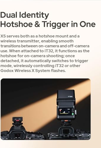 Image of Godox IT32 TTL Camera Flash with X5C Flash Trigger for Canon Cameras,Magnetic Hotshoe&Trigger 2-in-1,Colorful Touch Screen,Rotatable Flash Head,X System TTL&HSS,LED Modeling Light,Creative Accessories