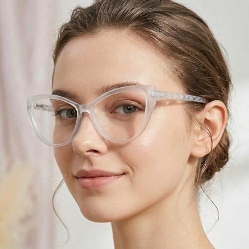 Image of Blue Light Blocking Cat Eye Glasses for Women Transparent Frame Anti UV Protection Zero Power Computer Glasses Lightweight Optical Frame