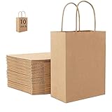  Papiertüten Braun Henkel,Braune Kraftpapiertüte,Braun Geschenktüten,Tüten aus Braun Kraft,Papiertragetaschen,Geschenktüte mit Griff,Geburtstagsfeier,Weihnachts,Geschenk (Braun-10A)