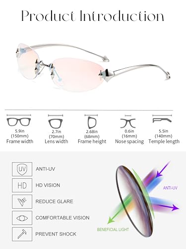 Fashionable Men's and Women's Sunglasses Y2K Sunglasses Metal Sunglasses Cool Transparent Frameless Glasses2