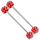 BanaVega 2PCS Stainless Steel Red Industrial Scaffold Barbell Stud Bars 14 Gauge 1 1/2 38mm Earrings Cartilage Piercing Jewelry 2582