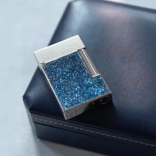 Encendedor vintage masculino a gas, rellenable con butano, azul miniatura 6