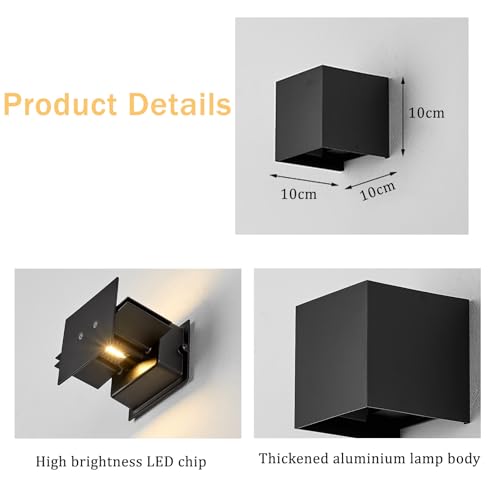 Applique murale LED extérieur noire IP65 avec télécommande pour jardin - 6