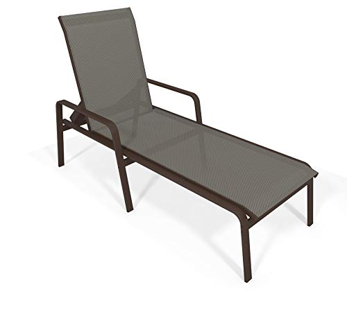 Espreguiçadeira Piscina Praia Alumínio Marrom Tela Mescla