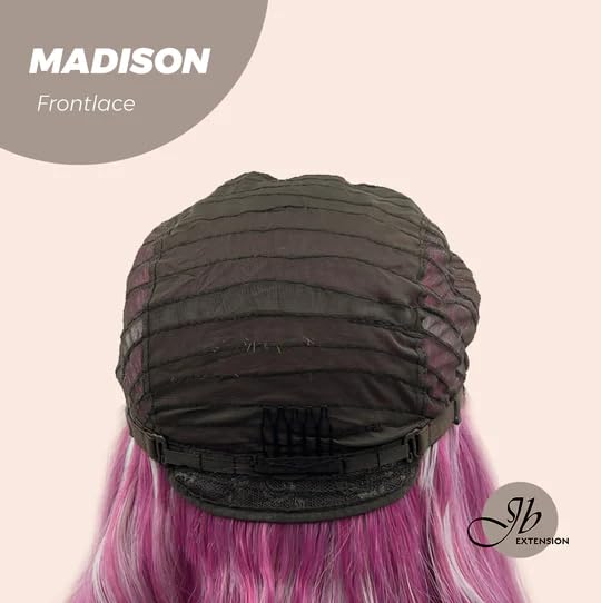 Miniatura 6 de JBEXTENSION MADISON - Peluca de encaje frontal de 14 pulgadas, pelucas onduladas color fucsia degradado para mujer, pelucas sintéticas naturales