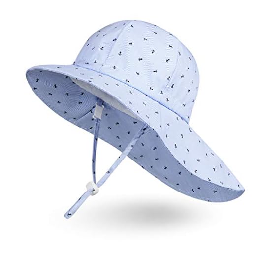 Ami&Li Bebé Sombrero Cuello Protección Niños Algodón UPF 50 Sombrero de Sol Niña Niño Infantil Pequeños-L:Ancla del Barco