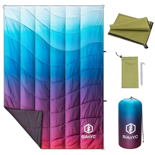 Couverture de camping en duvet pliable, légère et moelleuse avec tapis de sol, imperméable, coupe-vent, chaude pour voyage, hamac, randonnée, sommeil, pique-nique, plage