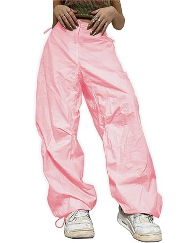 Xineicy Parachute Pants for Women with Pocket Low Rise Adjustable