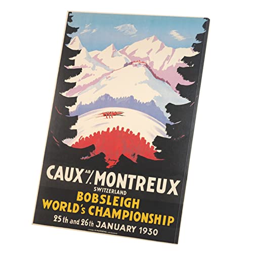 Affiche poster vintage Montreux Suisse bobsleigh - Le cadeau idéal pour passionné de ski