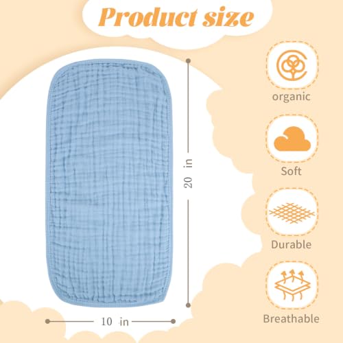 Image of MIGIOL Baby Burp Cloths 100% Cotton Newborn Muslin Burp Cloths 10x20 inches Baby Essentials White & Blue 6-Pack