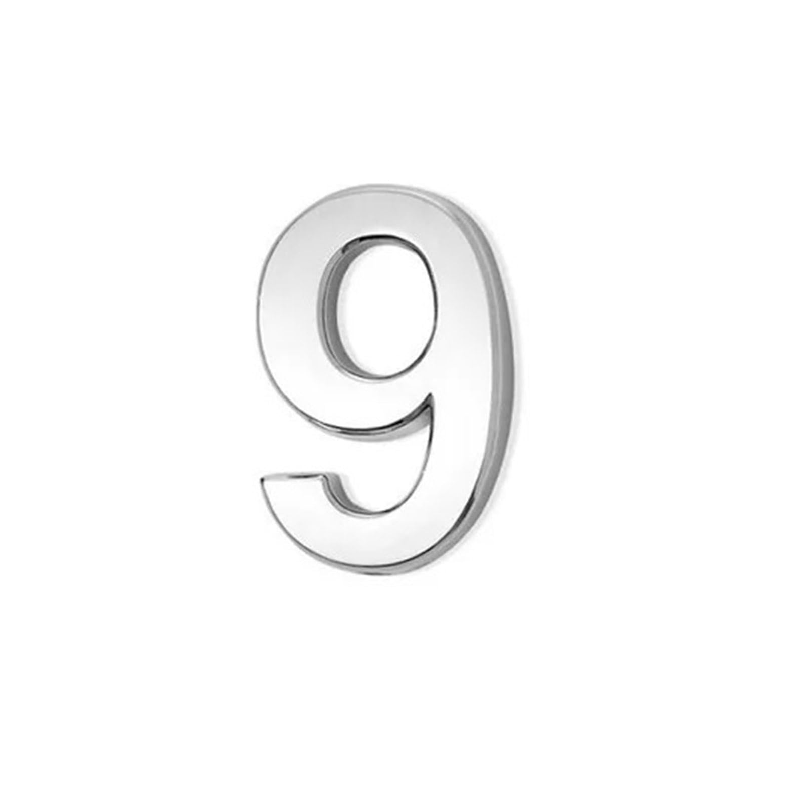 2 Inch Self Adhesive House Numbers Sticker 5cm Modern Door Number Bronze/Silver Mailbox Address Sign, for Wall Decor Garden Apartment Cafe Hotel Office Street Room Yard Exterior Decorative(Silver 9)