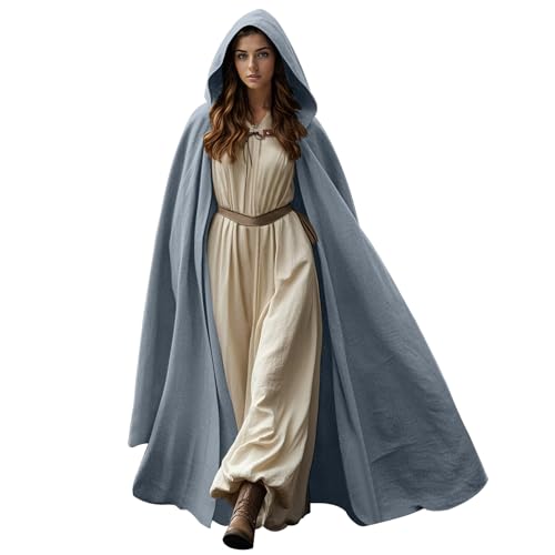 keland Renaissance Umhang mit Kapuze Leinen Kapuzenumhang Mittelalter für...