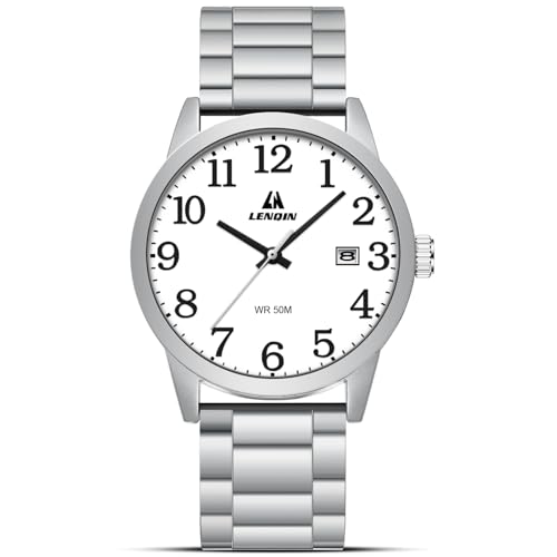 Imagen de LN LENQIN Reloj Hombre Relojes Acero Inoxidable para Hombre Reloj Cuarzo Analógico Relojes Pulsera para Hombre A Prueba Agua Reloj para Hombres Moda para Hombres Diseño con Fecha