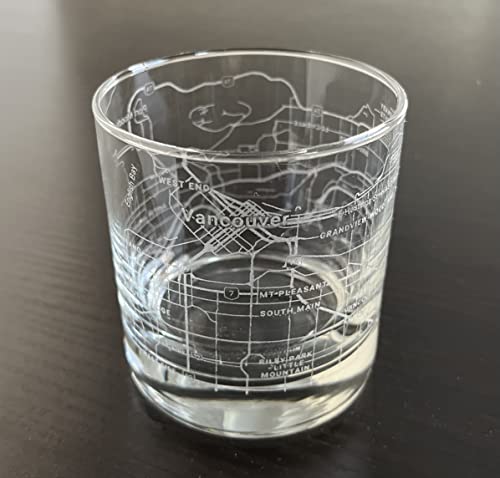 Or Something Rocks Whiskey Old Fashioned 11oz Glass Urban City Map Vancouver BC Canada