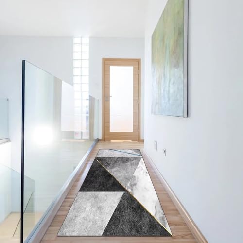 Alfombra larga para cocina y pasillo transitable con base gris moderna 6