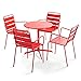 Oviala Palavas - Set di tavolo da terrazza e 4 poltrone in metallo, colore: Rosso immagine