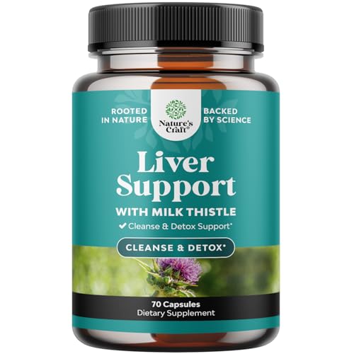 Liver Cleanse Detox & Repair - Milk Thistle Supplement for Digestion & Immune Health - Ginger Root, Choline & Dandelion Root - Herbal Liver Support with Silymarin, Beetroot & Artichoke - 70 Count