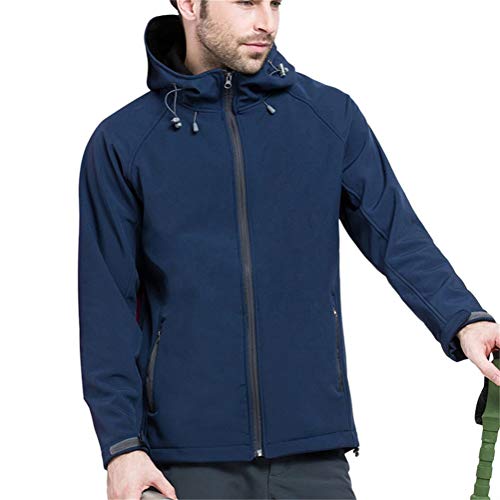 ZiXing Impermeable Chaqueta Softshell Outdoor con Capucha Abrigo al Aire Libre para el Senderismo, Camping, Caza, Pesca Marina (Hombre) XL
