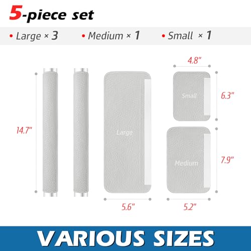 Rikzor Refrigerator Handle Covers, 5 PCS, Adjustable Appliance Handle Covers, Keep Your Kitchen Clean, Microwave Oven Stove Dishwasher Handle Protector, Non Slip Fridge Handle Cover (Pearl Gray)