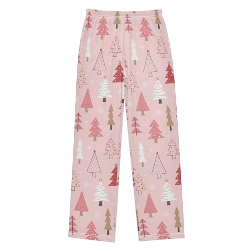 ZZKKO Pink Christmas Tree Boys Pants for Kids Jogger Pants with Pockets S-XL - Main Image