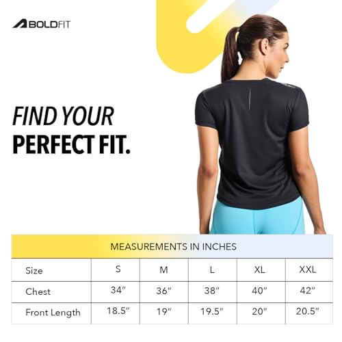 Image of Boldfit Tshirt for Woman Relaxed Fit Gym Tshirt for Women Workout Lightweight T Shirt for Woman Breathable Women T Shirt Round Neck T Shirts for Training, Running, Gym, Yoga, Badminton, Pickleball