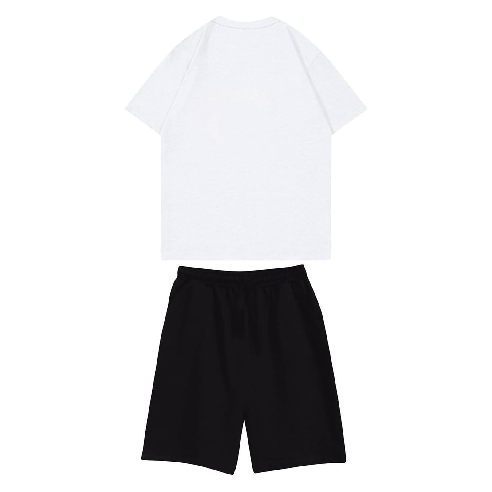 NOFS Survêtement pour homme avec lettres imprimées T-shirt ample et pantalon de jogging d'été Hip Hop Streetwear Unisexe Haut décontracté et pantalon de sport 2 pièces Ensemble short Y2K Jogging