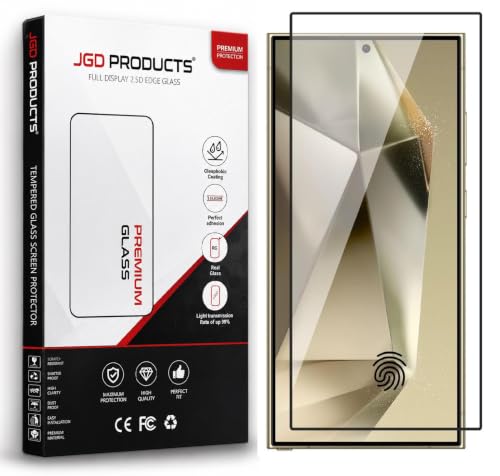 Image of JGD PRODUCTS 100% Fingerprint Unlock Military-Grade Gorilla Tempered Glass for Samsung Galaxy S24 Ultra 5G with Edge to Edge Coverage - Case Friendly, Anti-scratch and Bubble free With installation kit