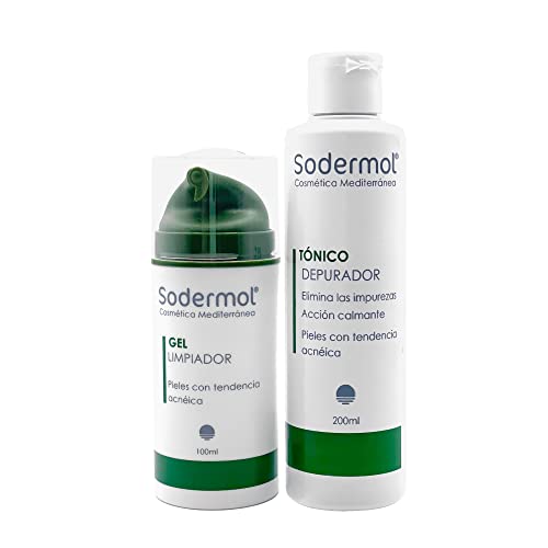 Tratamiento Acne | Gel Limpiador Facial + Tonico Depurador Facial | Pack para todo tipo de acne juvenil, adolescentes, adulto | Elimina Granos, Espinillas, cicatrices , zonas enrojecidas |