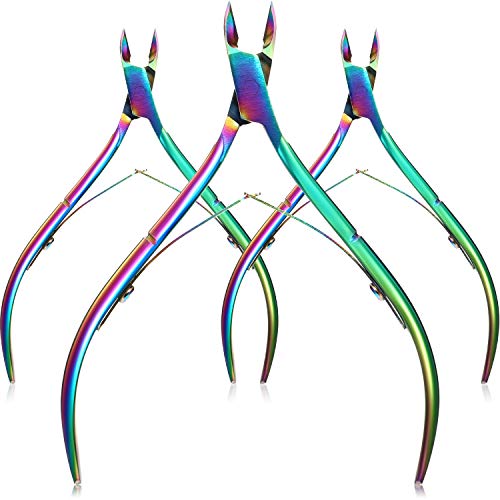 3 Packs Cuticle Cutter Cuticle Nippers Pointed Blade Cuticle Trimmer Stainless Steel Nail