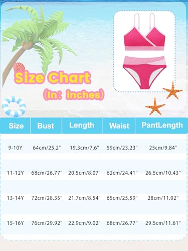 Image of Girl's 2 Piece Swimsuit Solid Spaghetti Strap Bikini Sets Beach Bathing Suit Swimwear for Teen Girls