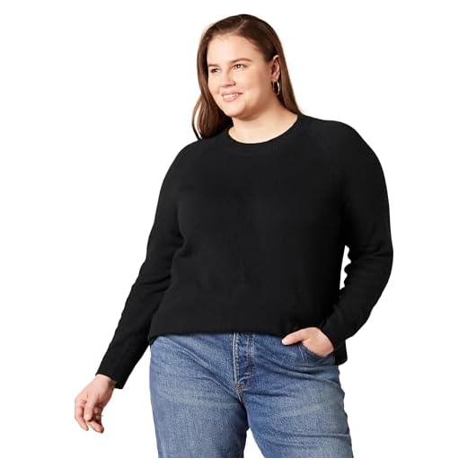 Amazon Essentials Pull à Col Rond à Manches Longues, Coupe Classique, Doux au Toucher Femme, Noir, L