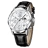 OLEVS Mens Watches Leather Chronograph Luxury Fashion Dress Analog Quartz Wrist Watch Luminous Waterproof Moon Phase Date