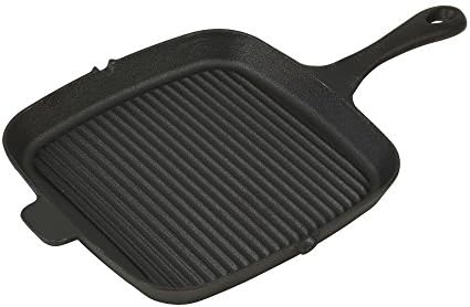 GoodCook Pre-Seasoned Cast Iron Grill Pan, 10.75 Inch, Black