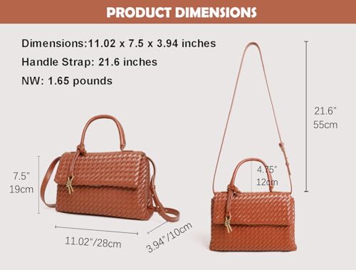 Leather Woven Tote Bag for Women, Top Handle Satchel Handbag Crossbody Bag, Women's Shoulder Bag Woven Purse2